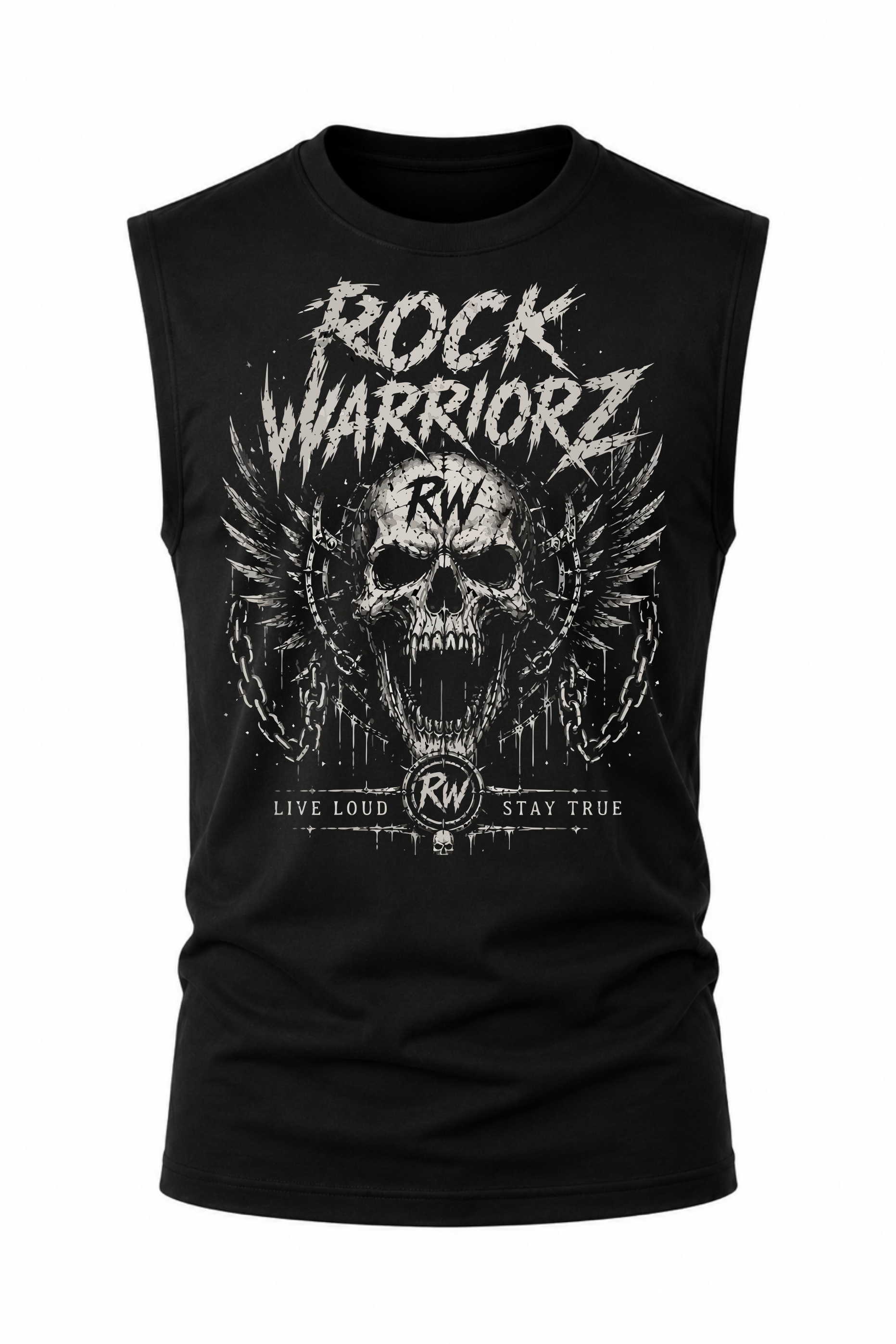 Rock Warriorz Skull Wings Front Logo Sleeveless T-Shirt