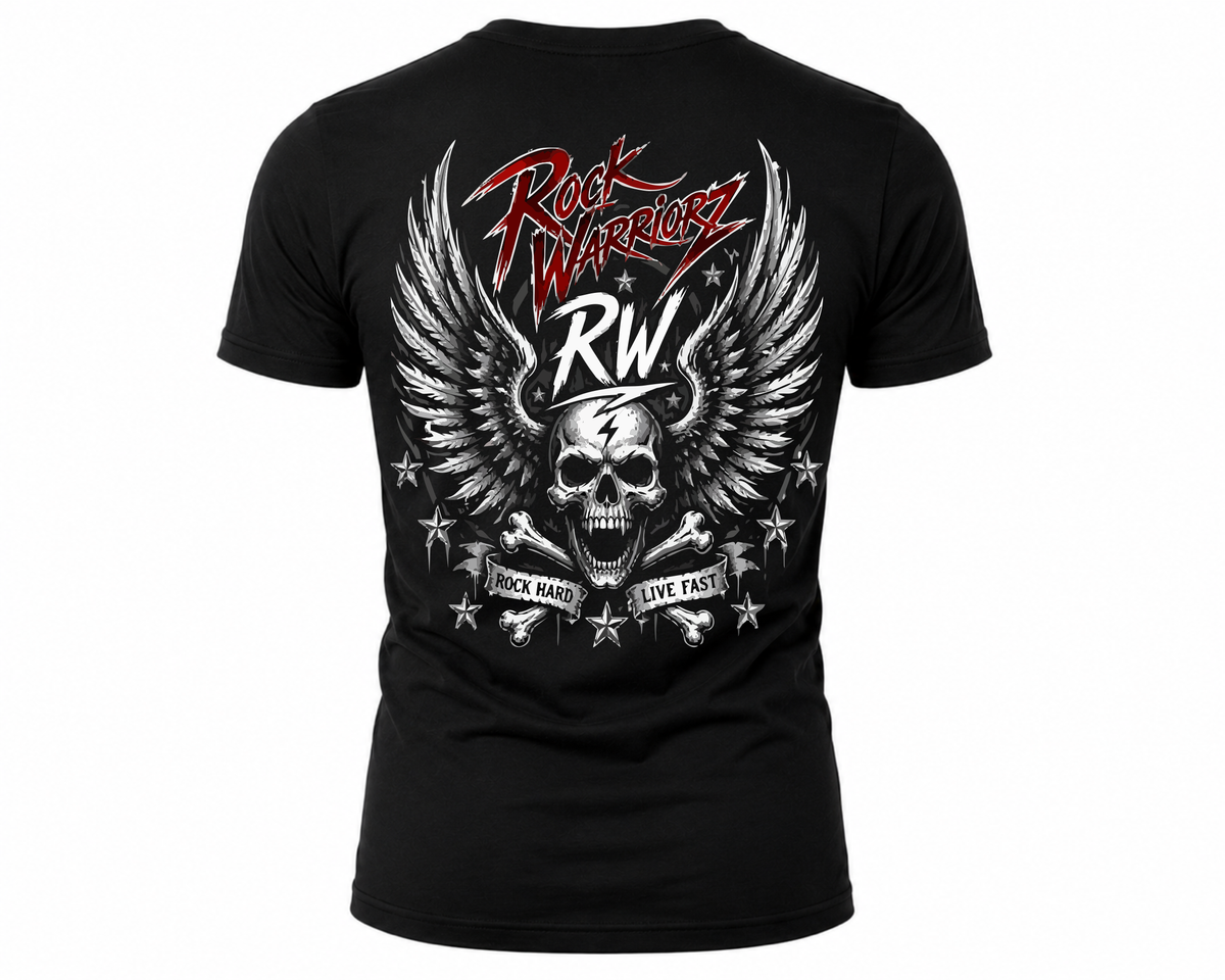 Rock Warriorz Skull wings Black T-Shirt