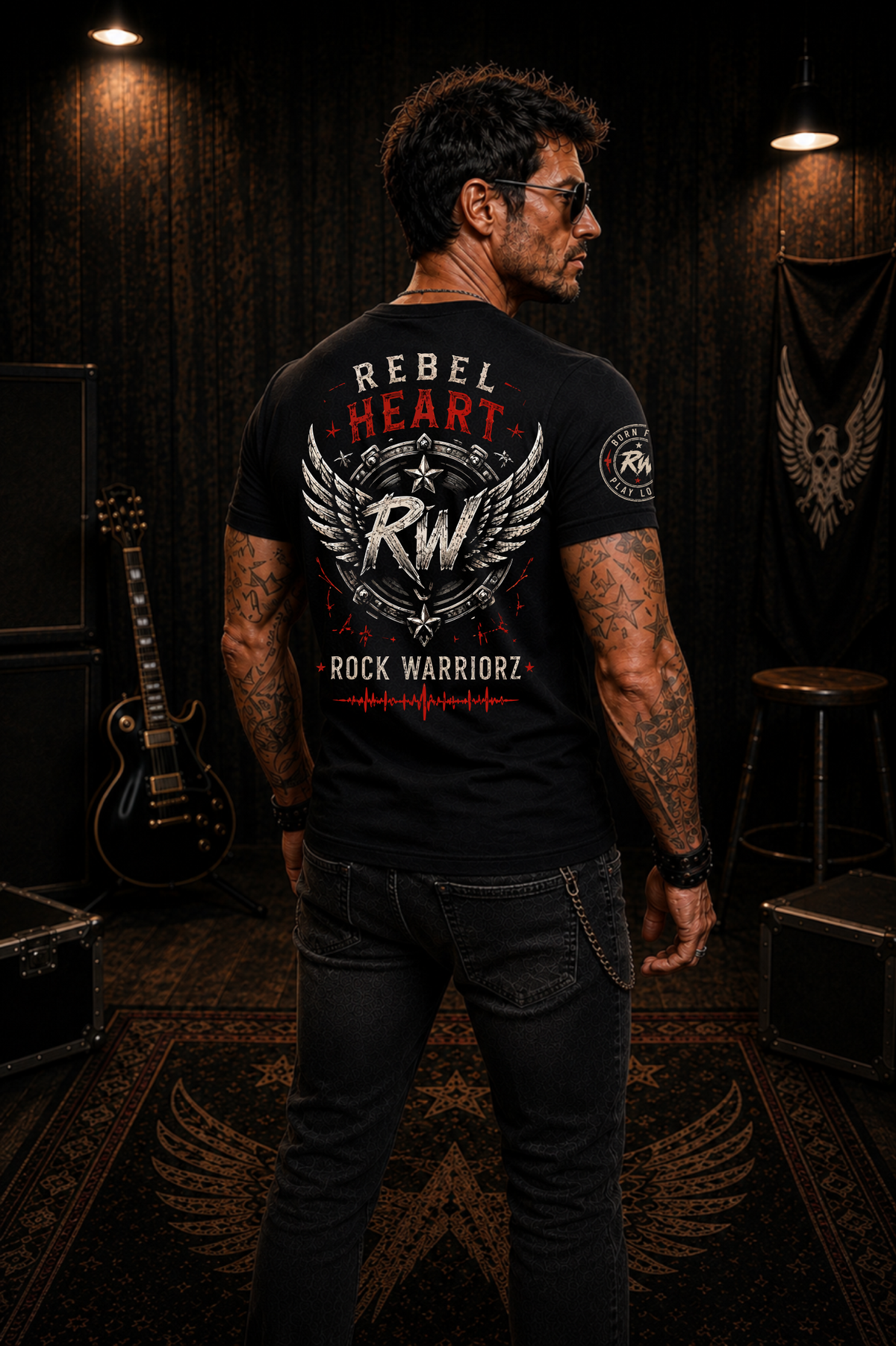 Rock Warriorz Rebel Heart Black T-Shirt