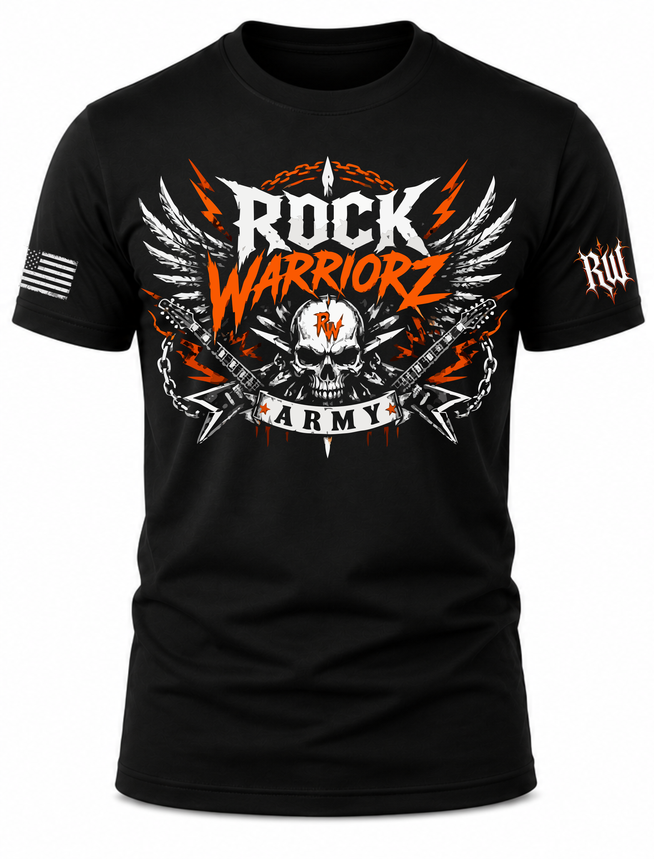 Rock Warriorz Army Front and Both Sleeves T-Shirt