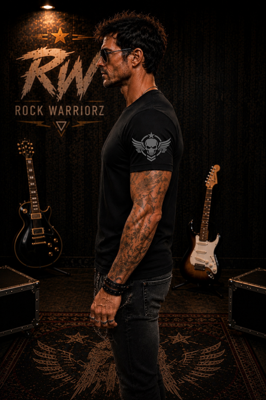 Rock Warriorz Military Style Black T-Shirt