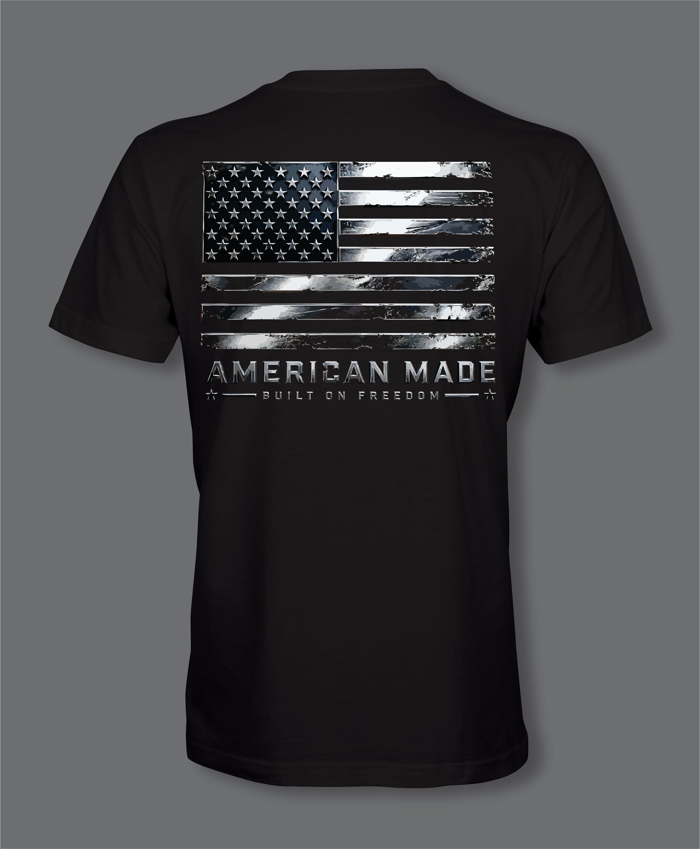 Made in America Front Left Chest and Back Logo