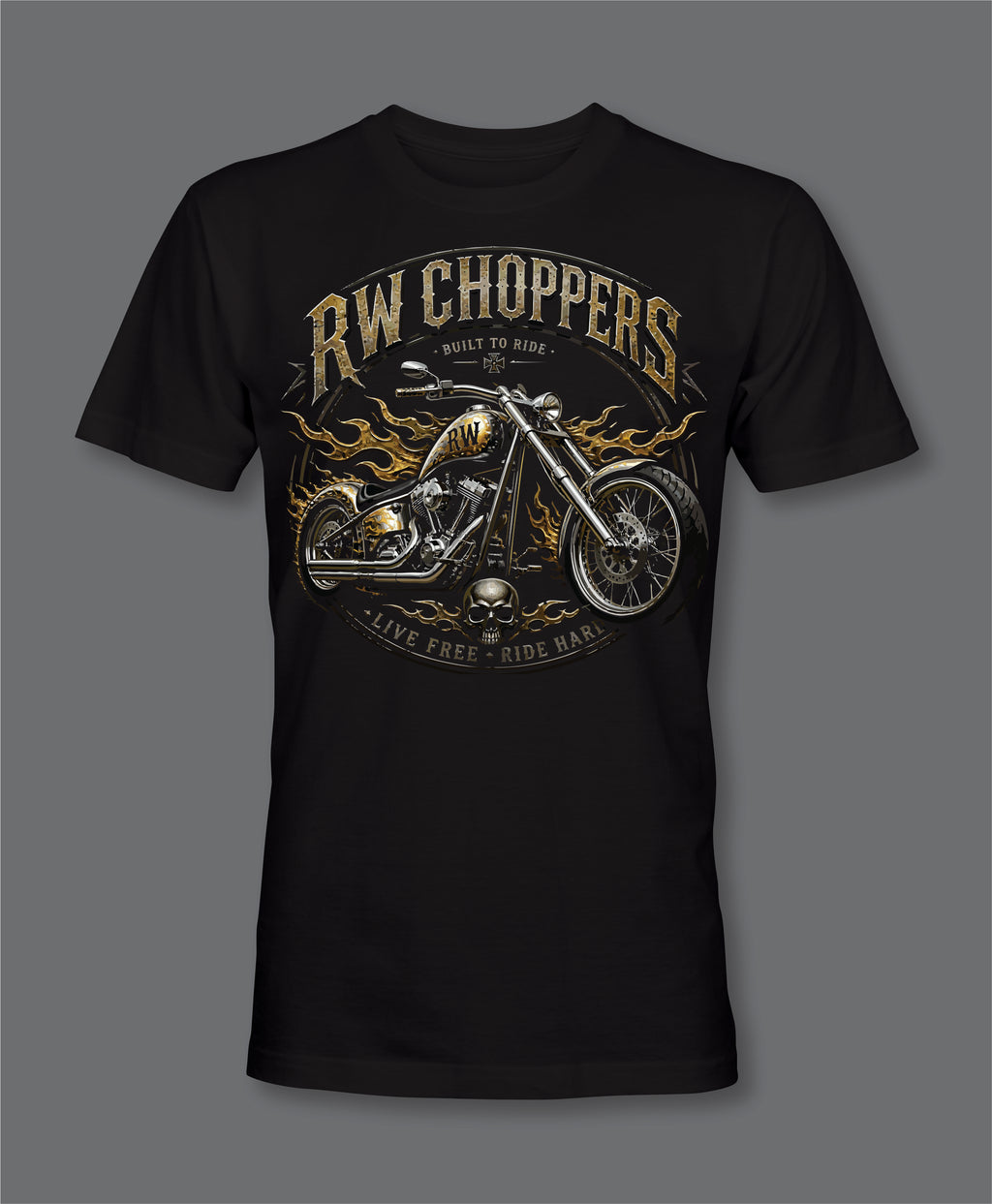 RW Chopper Black T-Shirt Front Logo Back Yoke logo