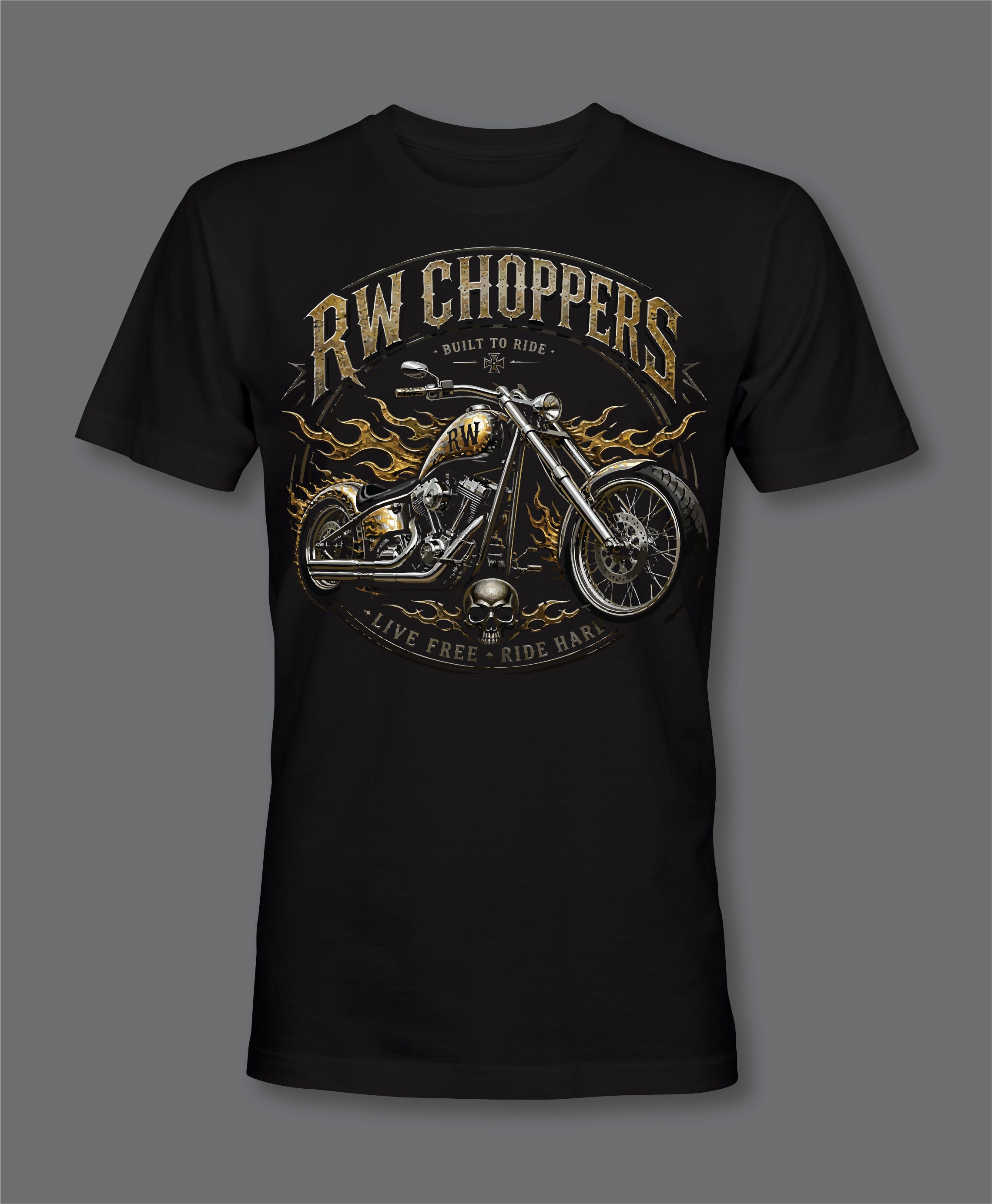 RW Chopper Black T-Shirt Front Logo Back Yoke logo
