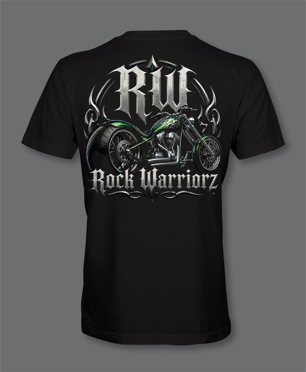 Rock Warriorz Front and Back Biker Logo