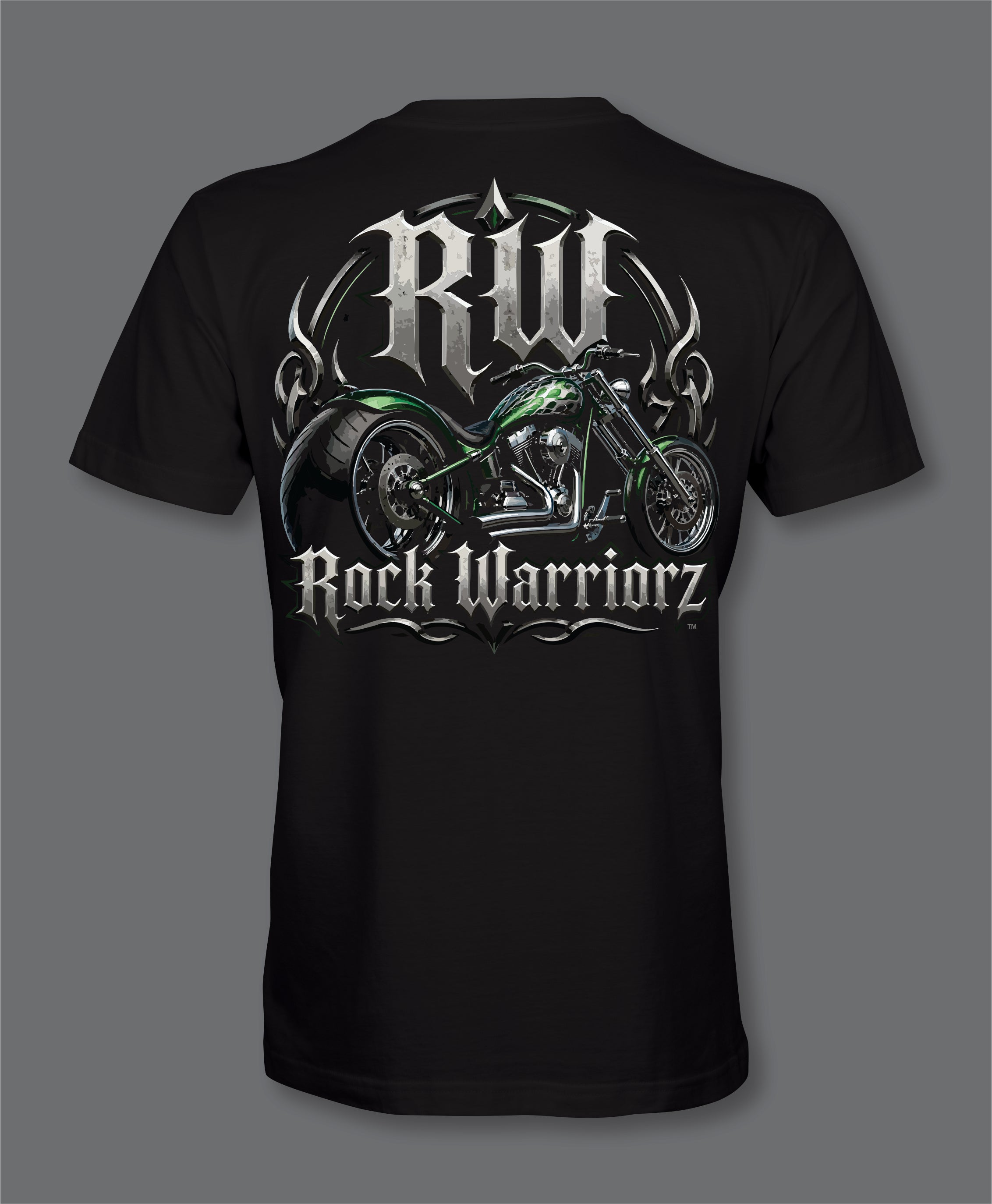Rock Warriorz Front and Back Biker Logo
