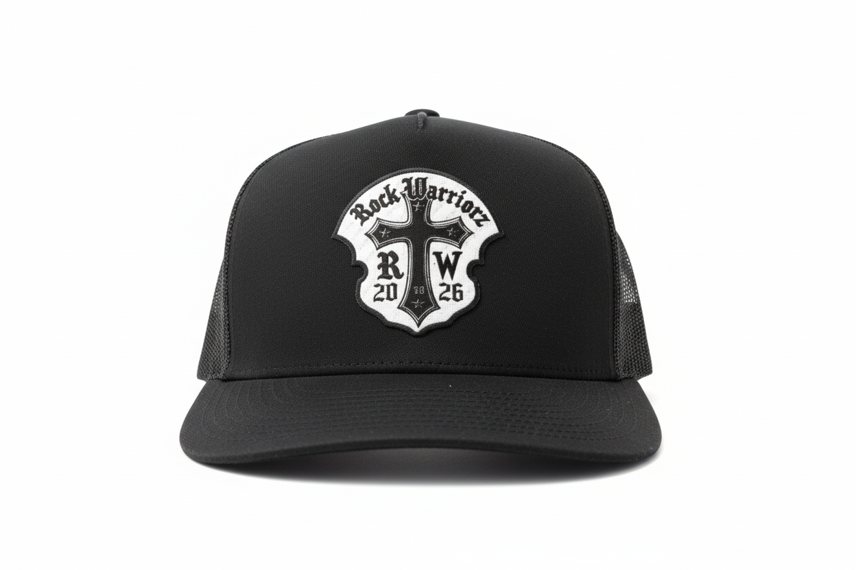 Rock Warriorz Black Hat with Silver Leather Patch