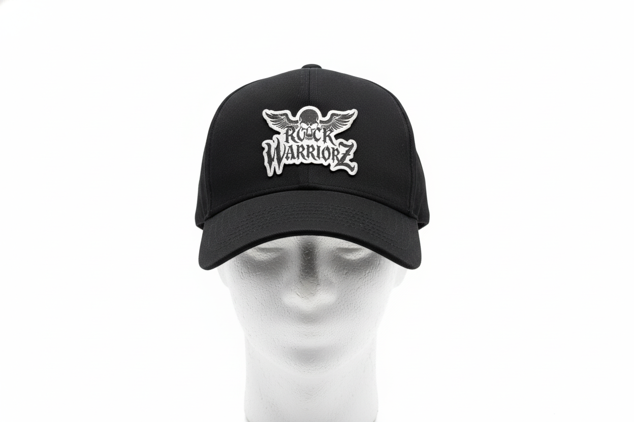 Rock Warriorz Black Hat with Silver/Black Leather Patch