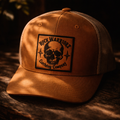 Rock Warriorz Caramel/Khaki Hat with Brown/Black Leather Patch