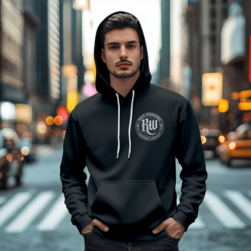 Rock Warriorz Black Hoodie Front and Back Logo