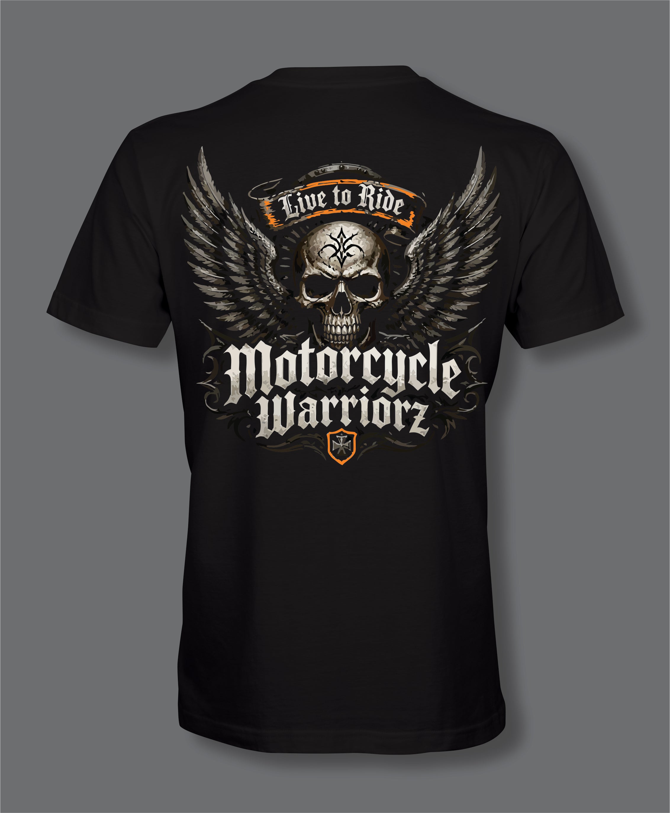 Live To Ride Motorcycle Warriorz Front Back Logo T-Shirt