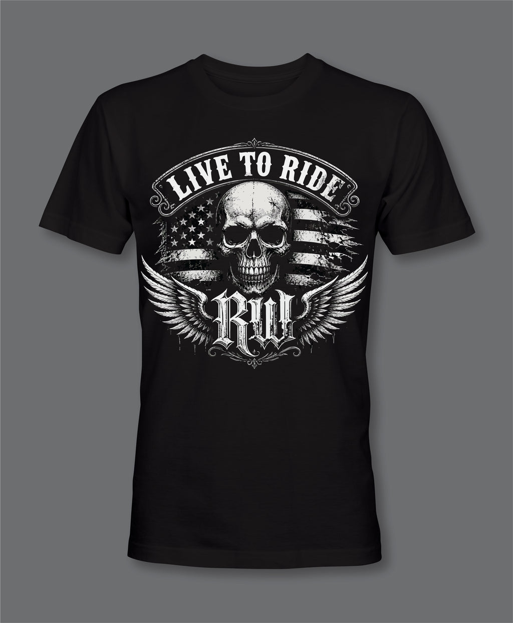 RW Biker T-Shirt Live to Ride Front Back Logo