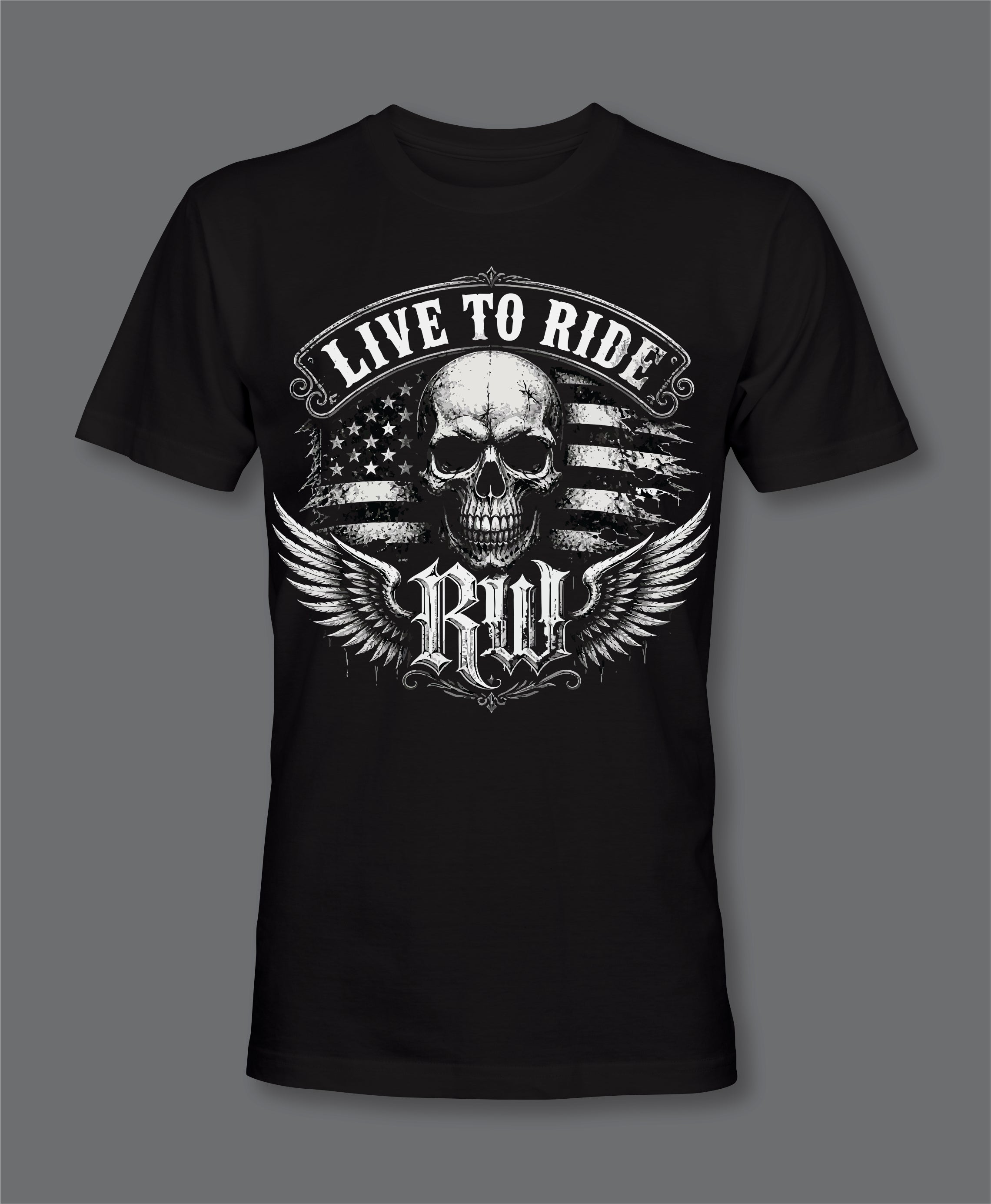 RW Biker T-Shirt Live to Ride Front Back Logo