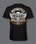 Motorcycle Warriorz Black T-Shirt Front and Back Logo