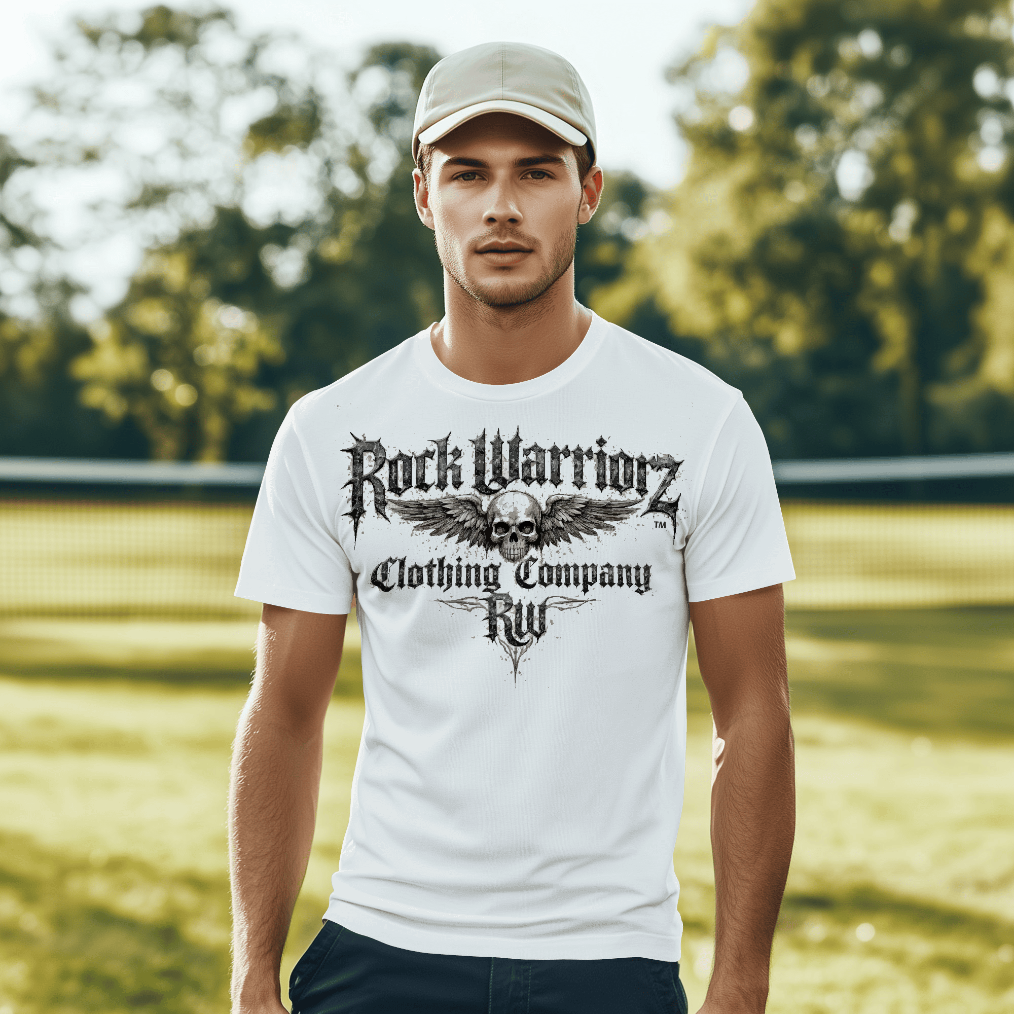 Rock Warriorz White T-shirt Front Logo