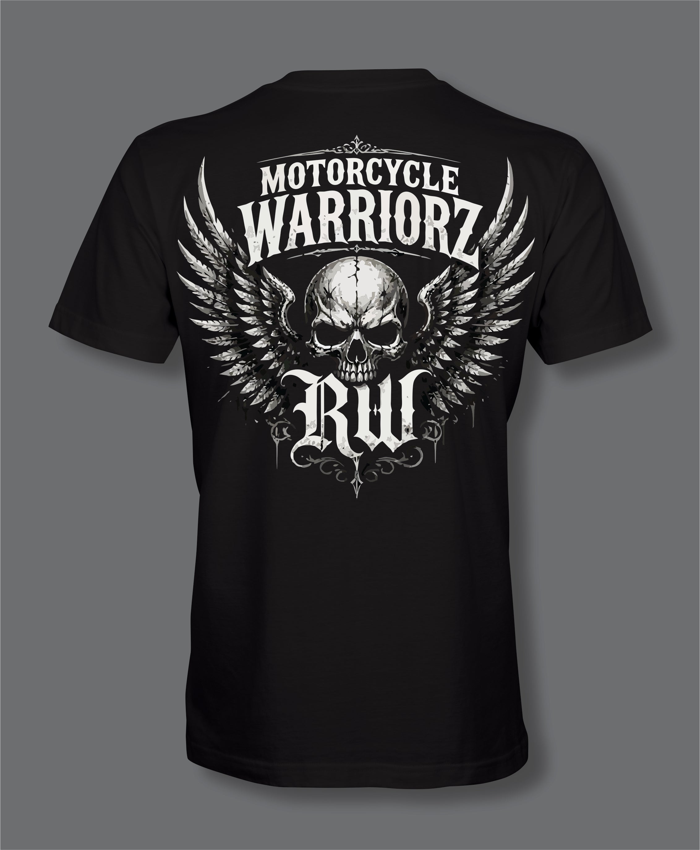 RW Motorcycle Warriorz Front Back Front Logo