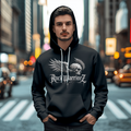 Rock Warriorz Black Hoodie With Black Tie Strings Full Front Logo
