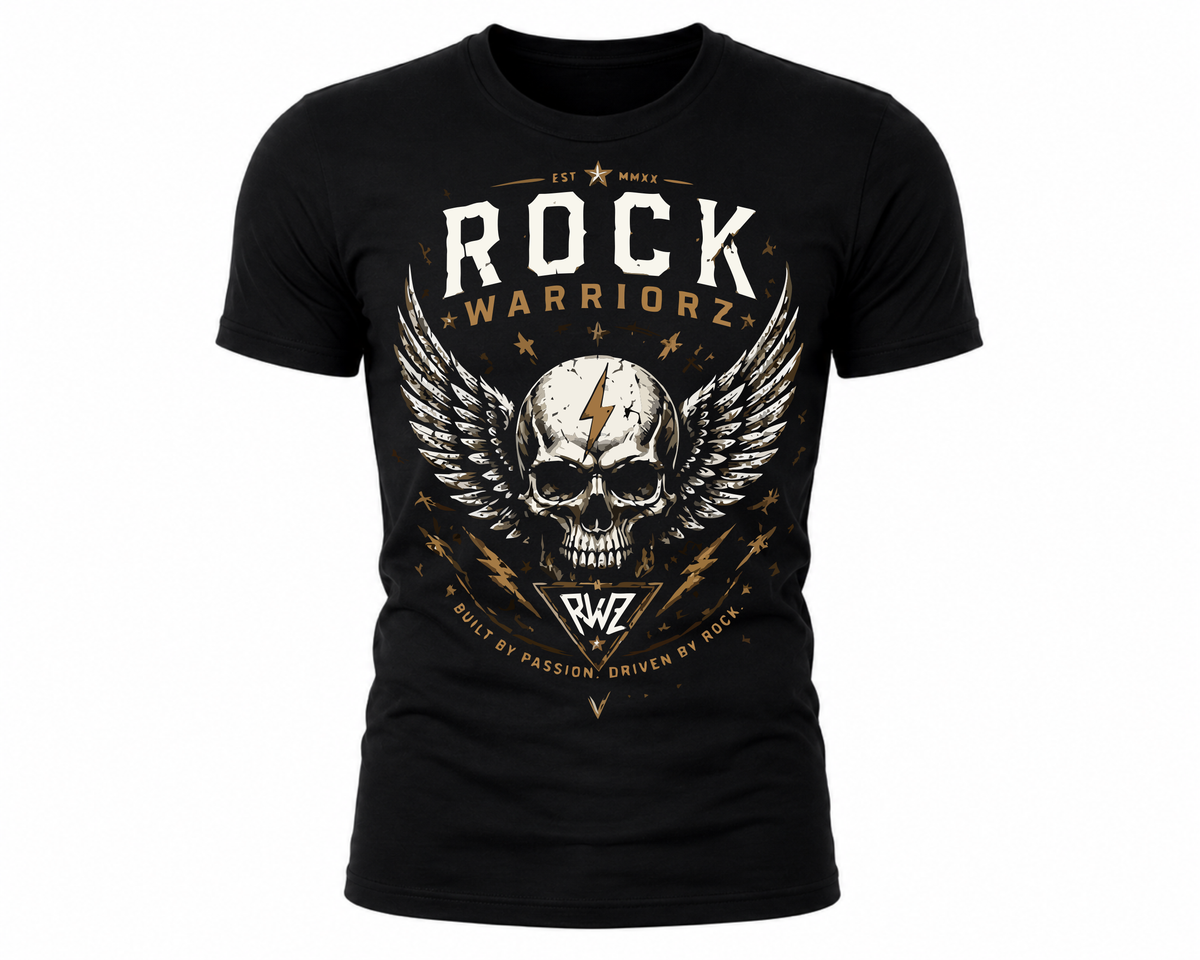 Rock Warriorz Skull with Wings Black T-Shirt