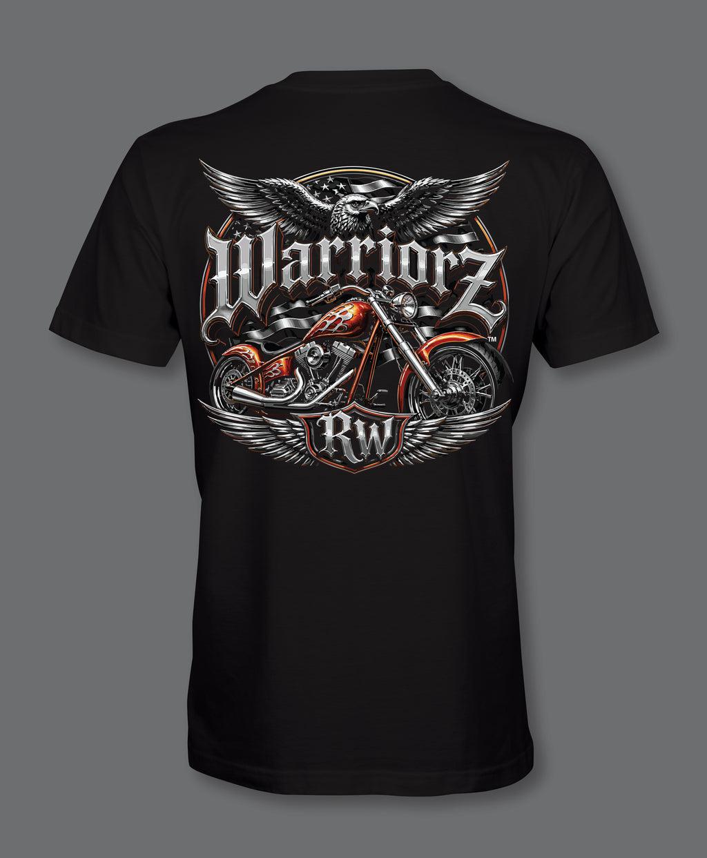 RW Chopper Bike Front and Back Logo Black T-Shirt