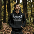 Rock Warriorz Black Hoodie with Black Tie Strings Front Logo