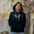 Rock Warriorz Hoodie Unisex Black with Black Tie Strings or White with Front Logo