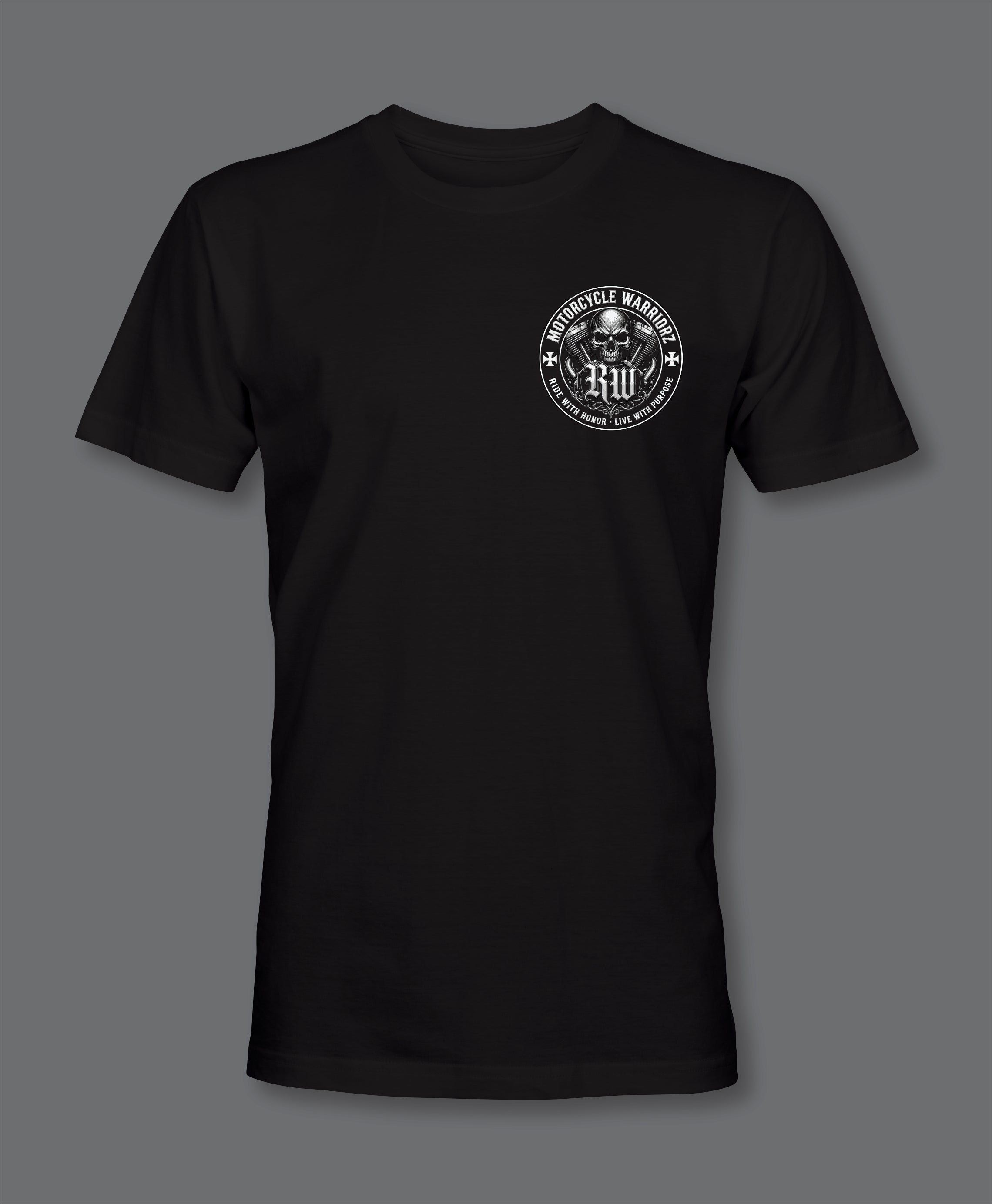 Live To Ride Motorcycle Warriorz Front Back Logo T-Shirt