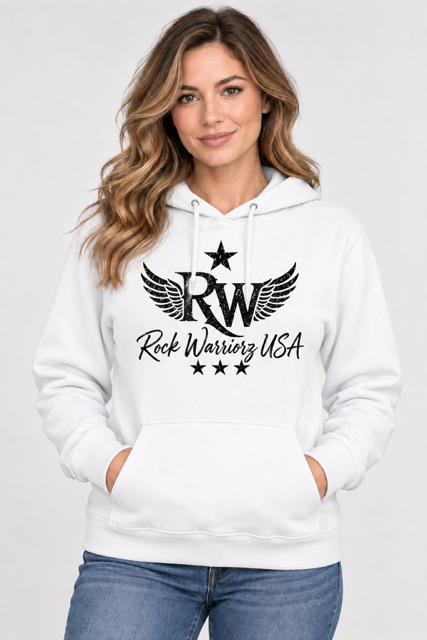 Rock Warriorz RW Rock Warriorz USA Black and White Women Hoodie