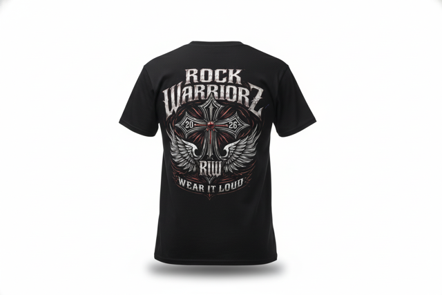 Rock Warriorz Black T-shirt Front Logo