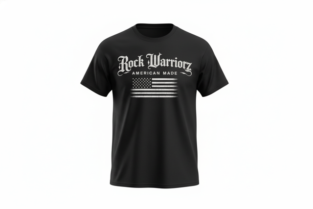 Rock Warriorz Black T-Shirt Front Logo