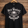 Rock Warriorz Black T-shirt Front and Back Logo