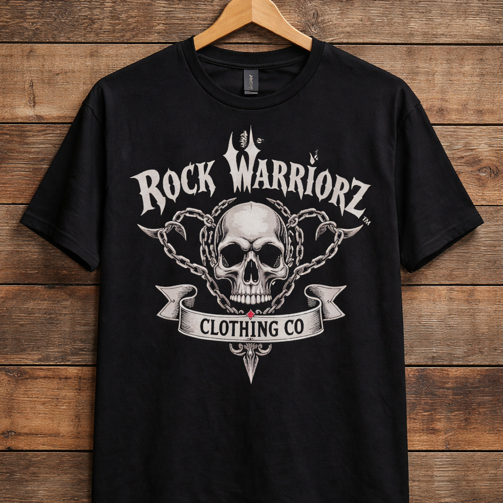 Rock Warriorz Black T-shirt Front and Back Logo