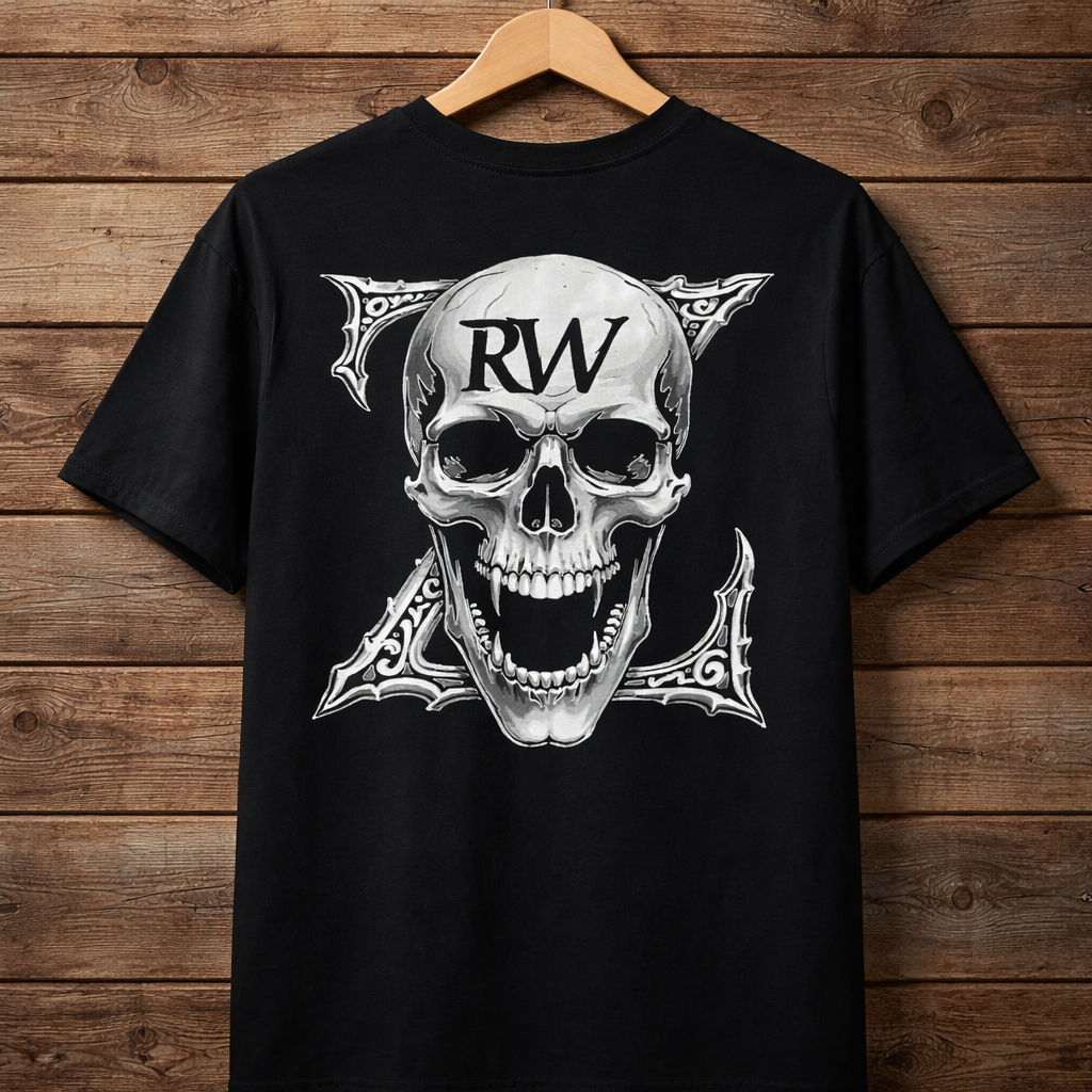 Rock Warriorz Black T-shirt Front and Back Logo