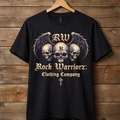 Rock Warriorz Black T-shirt Front and Back Logo