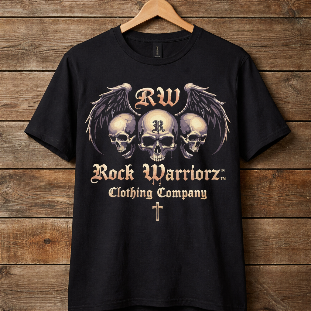 Rock Warriorz Black T-shirt Front and Back Logo