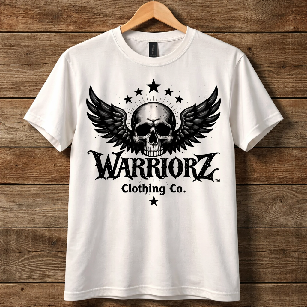 Rock Warriorz White T-shirt Front and Back Logo