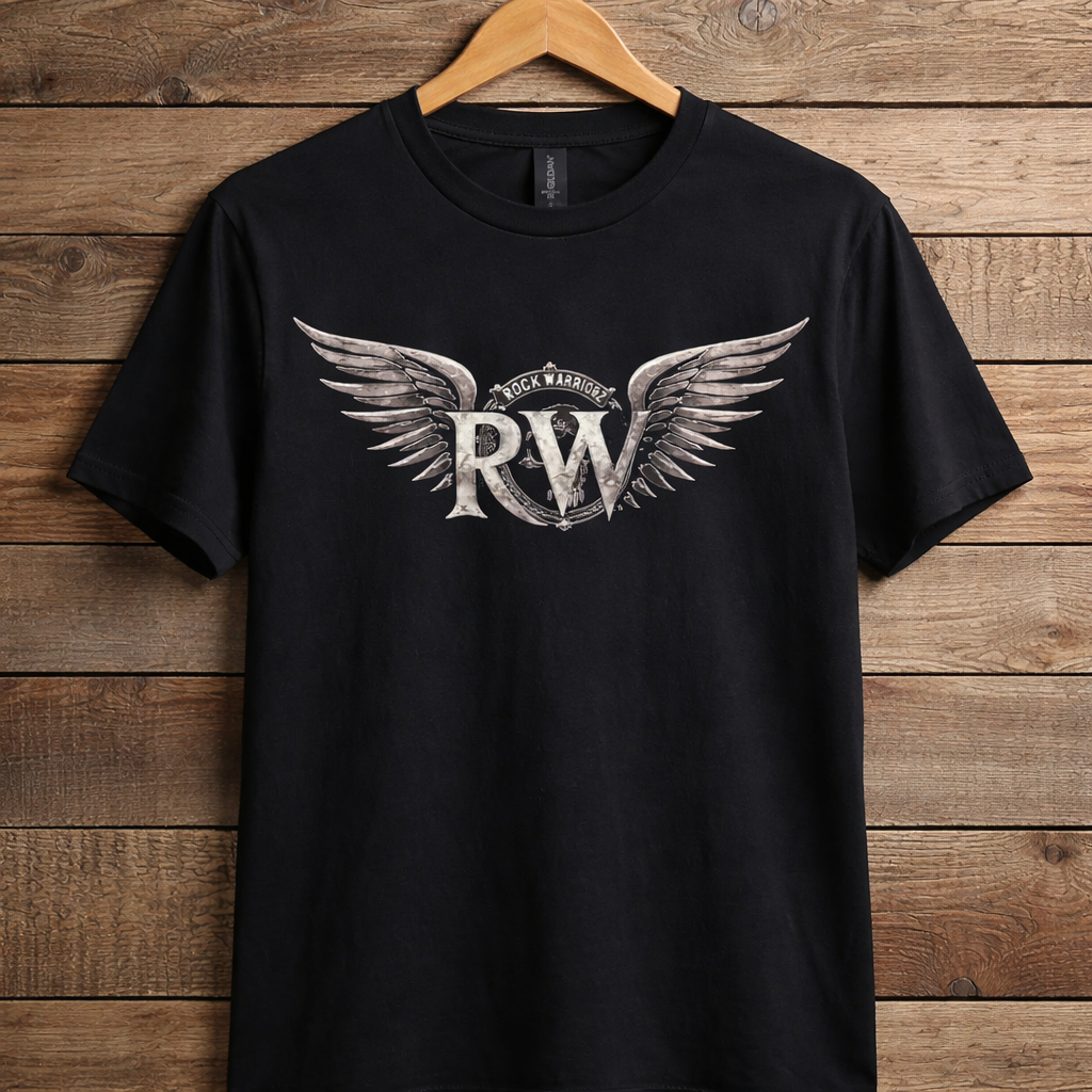 Rock Warriorz Black T-shirt Front and Back Logo
