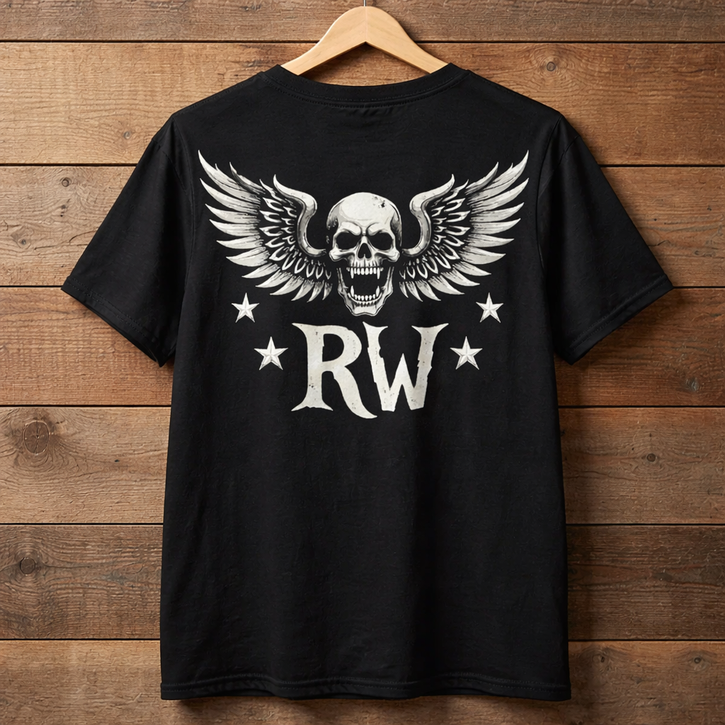 Rock Warriorz Black T-shirt Front and Back Logo