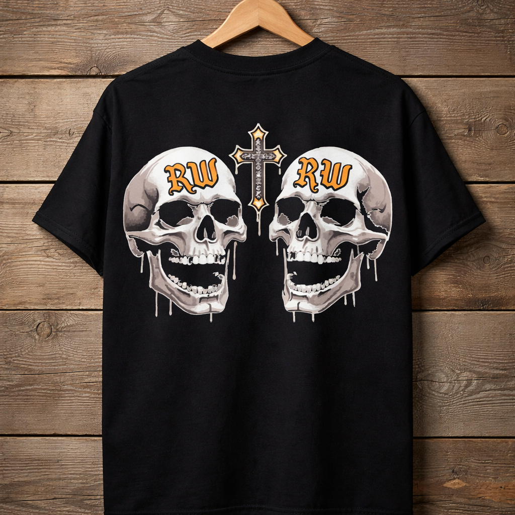 Rock Warriorz Black T-shirt Front and Back Logo