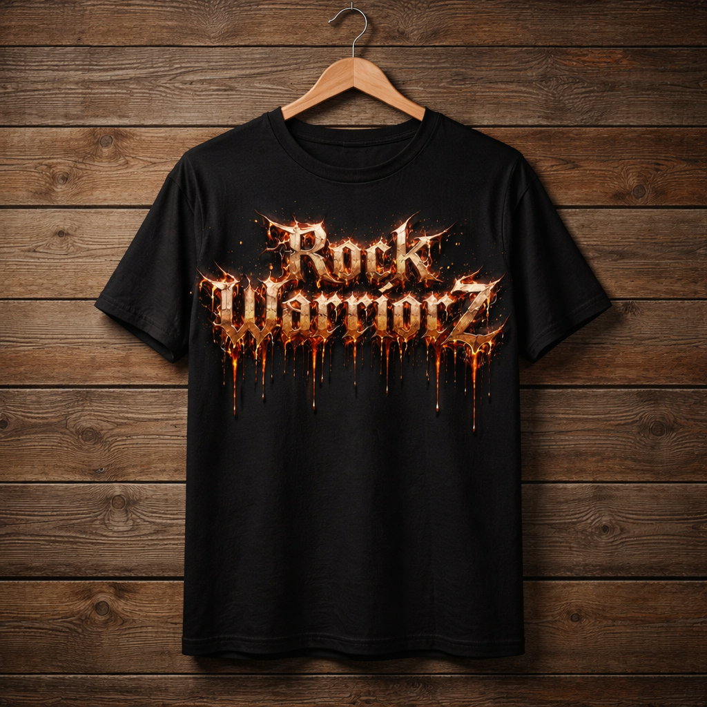 Rock Warriorz Black T-shirt Front and Back Logo
