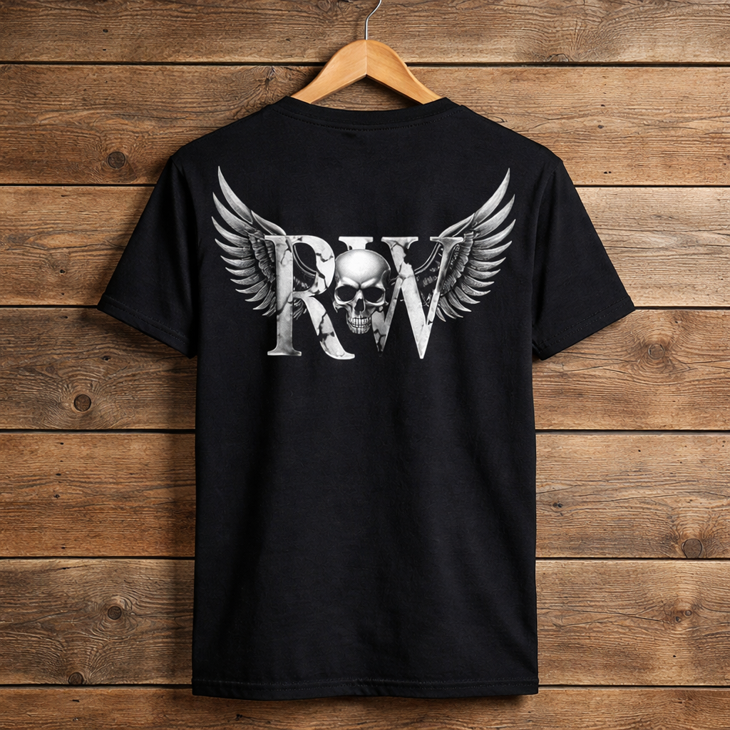 Rock Warriorz Black Tshirt Front and Back Logo