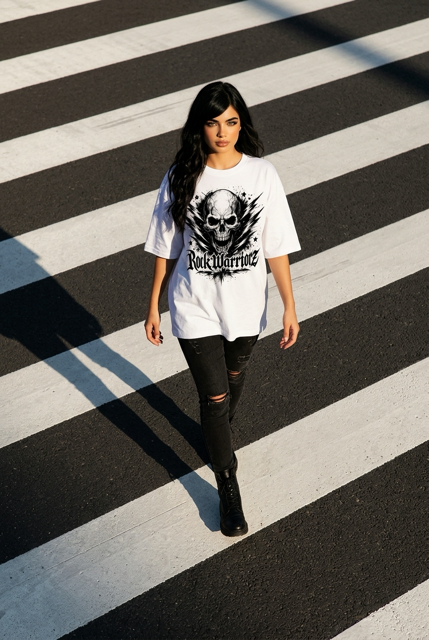 Rock Warriorz White T-shirt Front and Back Logo