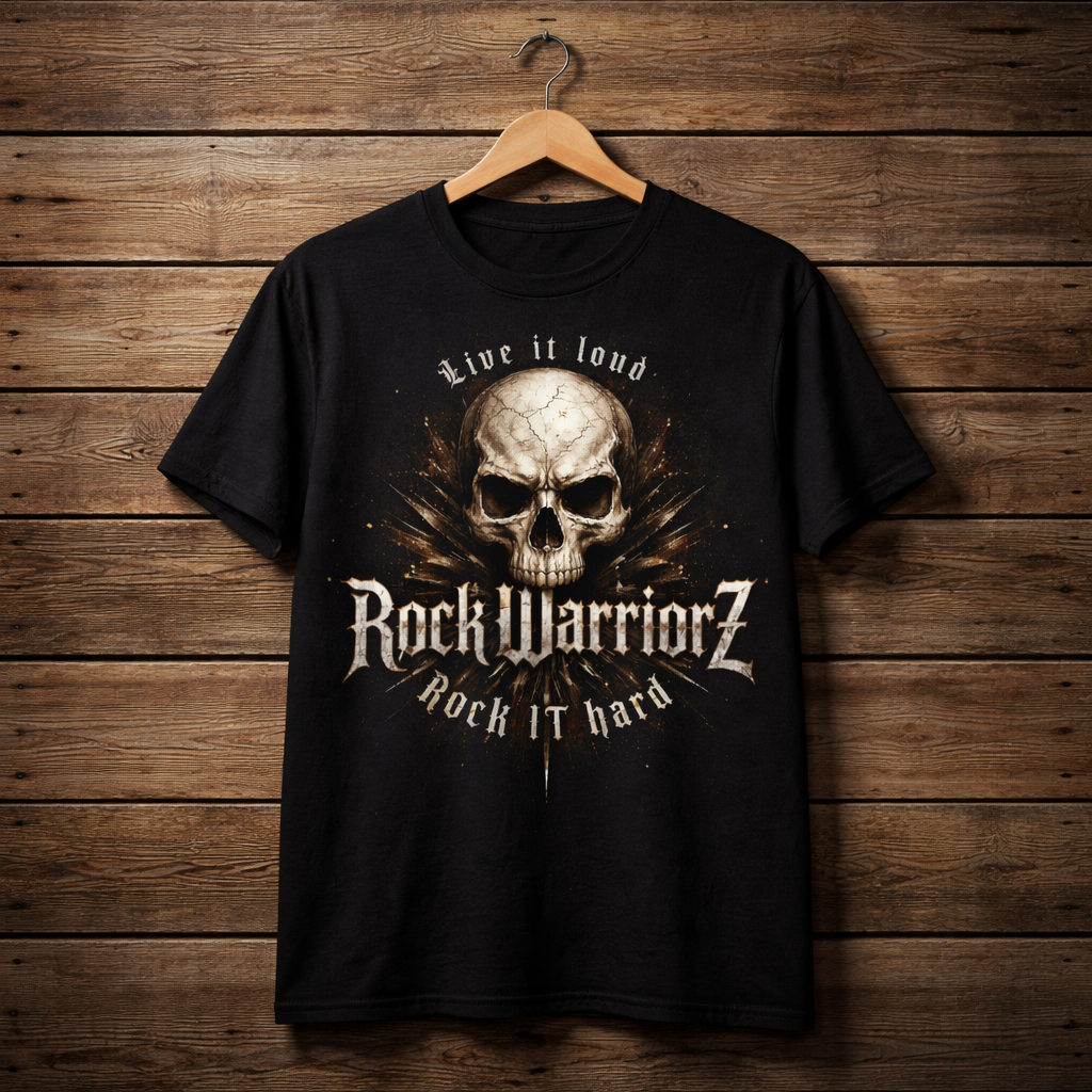 Rock Warriorz Black T-shirt Front and back logo