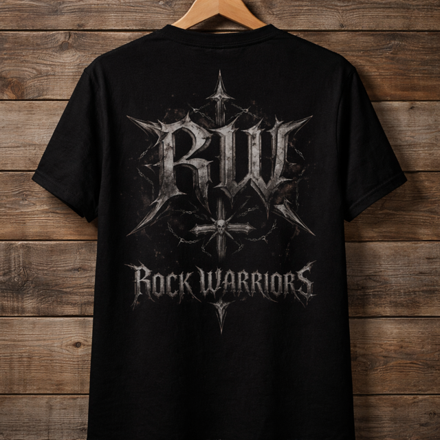 Rock Warriorz Black T-shirt Front and back logo