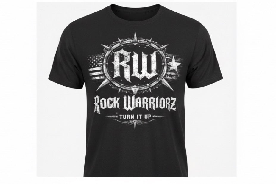 Rock Warriorz Black T-Shirt Front Logo