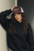 Rock Warriorz Trucker Hat Marron and White with RW Wing logo
