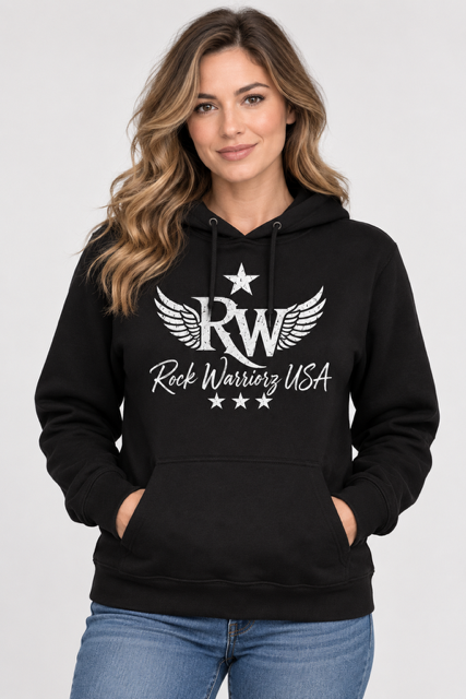 Rock Warriorz RW Rock Warriorz USA Black and White Women Hoodie