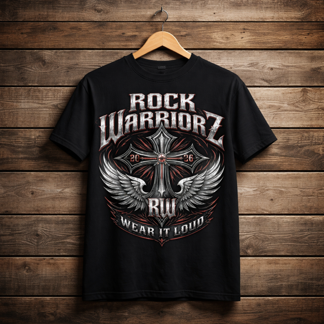 Rock Warriorz Black T-shirt Front Logo