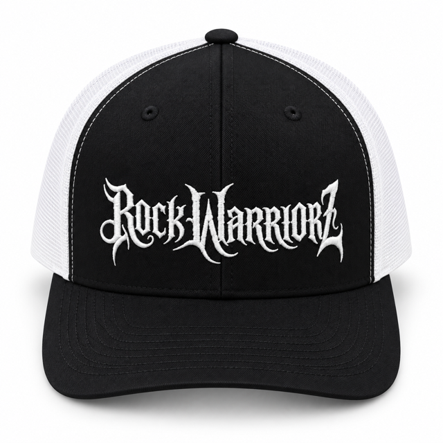 Rock Warriorz Embroidered Black/White six panel Trucker Hat
