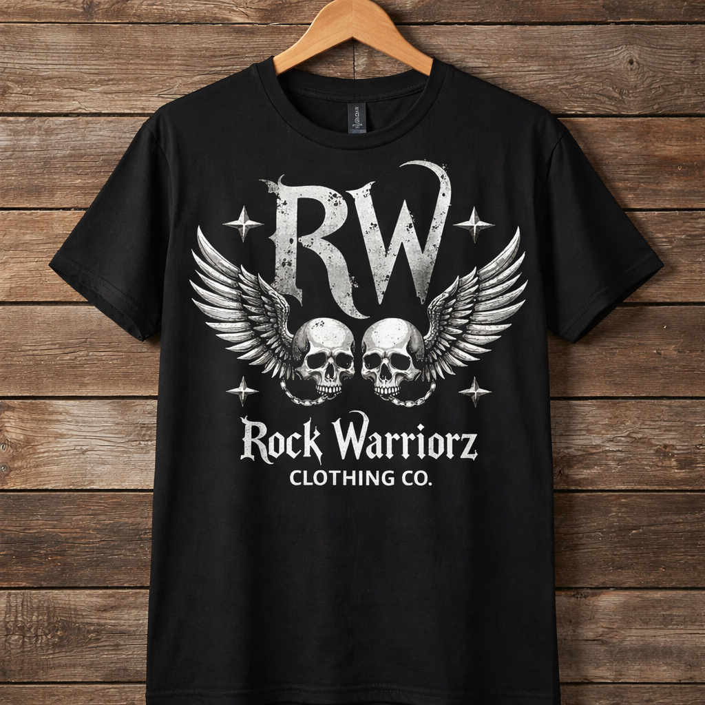Rock Warriorz Black T-shirt Front and Back Logo