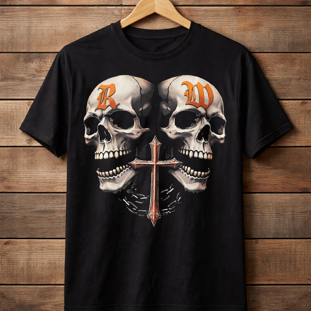 Rock Warriorz Black T-shirt Front and Back Logo